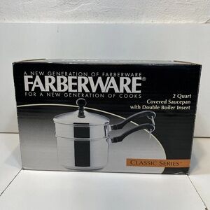 Farberware Classic Series 2 quart covered Saucepan with Double Boiler insert NEW